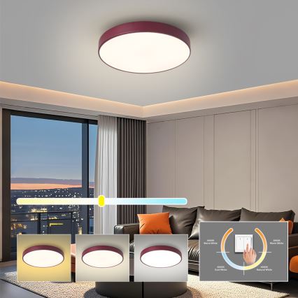 BRILAGI - LED-plafondlamp POOL LED/48W/230V 3000/4000/6000K Ø 40 cm bordeaux