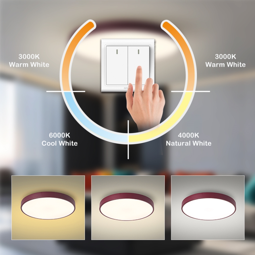 BRILAGI - LED-plafondlamp POOL LED/48W/230V 3000/4000/6000K Ø 40 cm bordeaux