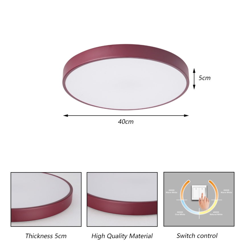 BRILAGI - LED-plafondlamp POOL LED/48W/230V 3000/4000/6000K Ø 40 cm bordeaux