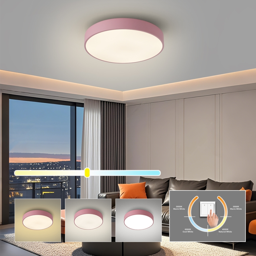Brilagi - LED plafondlamp POOL LED/48W/230V 3000/4000/6000K Ø 40 cm roze