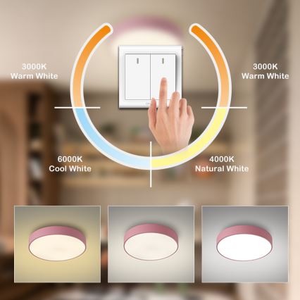 Brilagi - LED plafondlamp POOL LED/48W/230V 3000/4000/6000K Ø 40 cm roze
