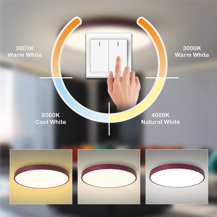 Brilagi - LED plafonnière POOL LED/60W/230V 3000/4000/6000K Ø 60 cm bordeaux