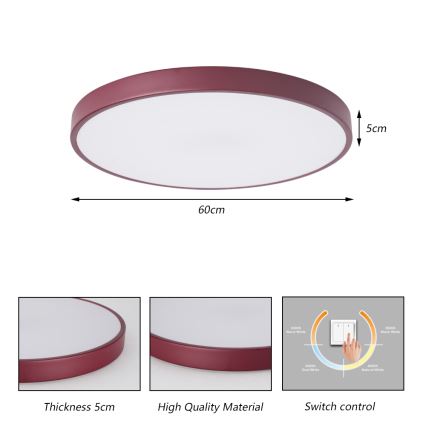 Brilagi - LED plafonnière POOL LED/60W/230V 3000/4000/6000K Ø 60 cm bordeaux