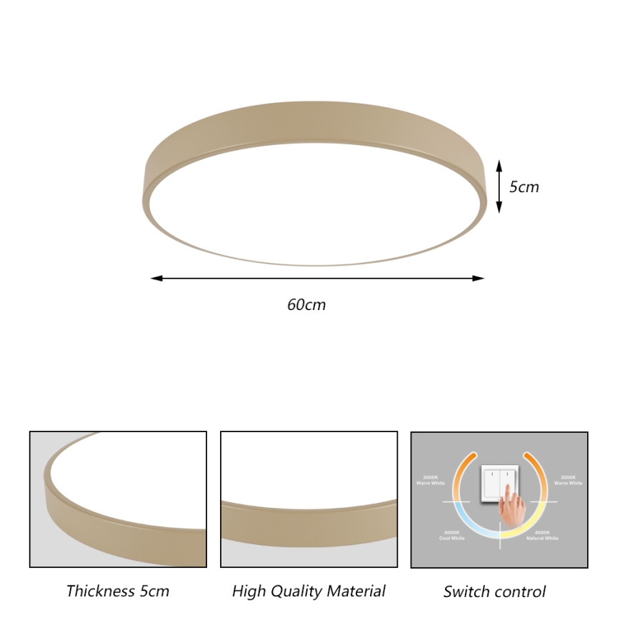 Brilagi - LED-plafondlamp POOL LED/60W/230V 3000/4500/6000K Ø 60 cm beige