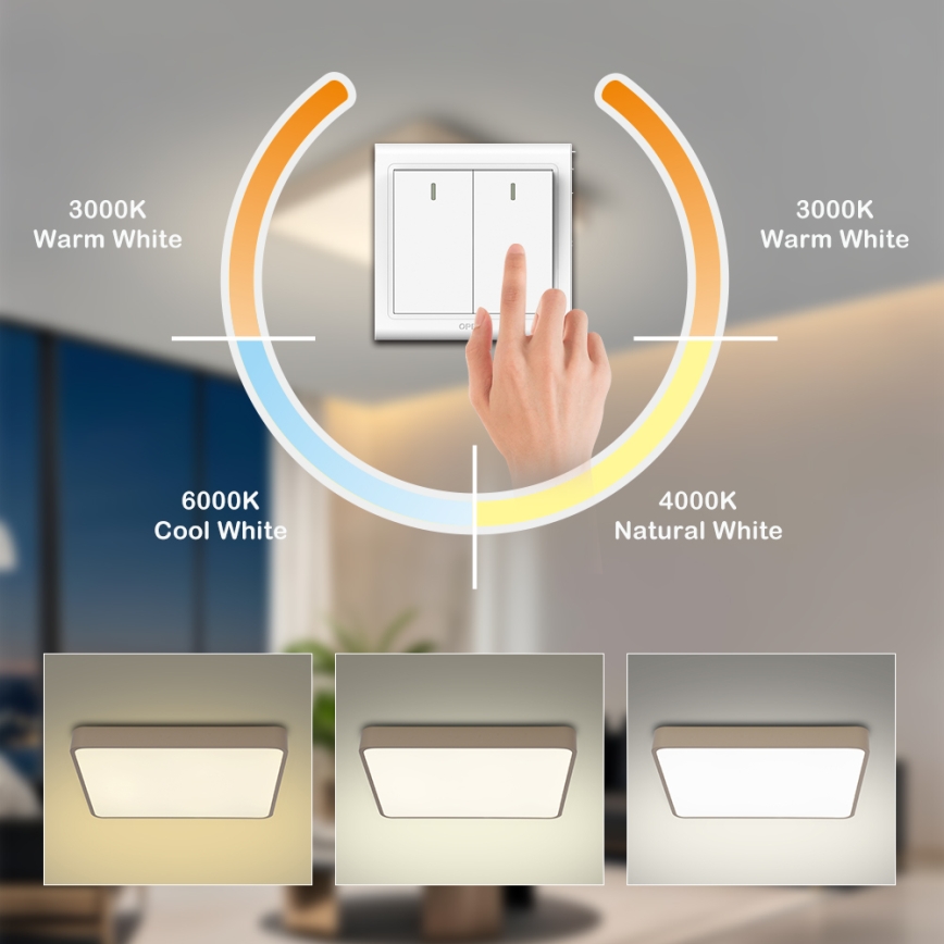 BRILAGI - LED plafondlamp POOL SQUARE LED/36W/230V 3000/4000/6000K 40x40 cm beige