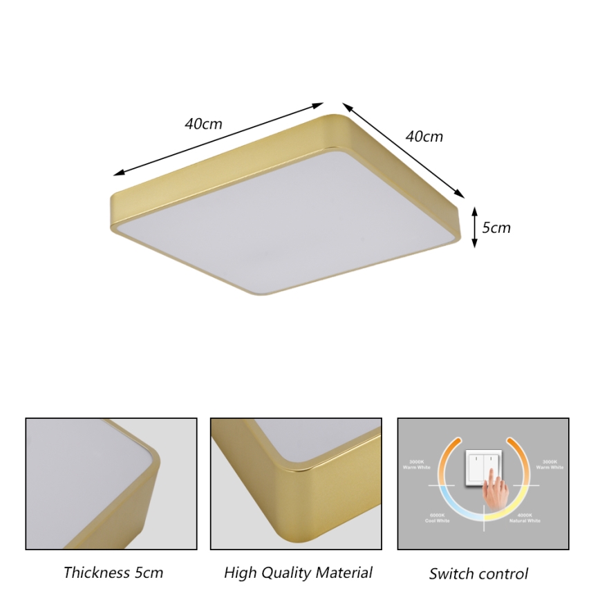 BRILAGI - LED plafondlamp POOL SQUARE LED/36W/230V 3000/4000/6000K 40x40 cm goudkleurig