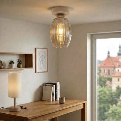 BRILAGI - LED plafondlamp RETRO GLASS 1xE27/60W/230V Ø 17 cm beige/rookbeige