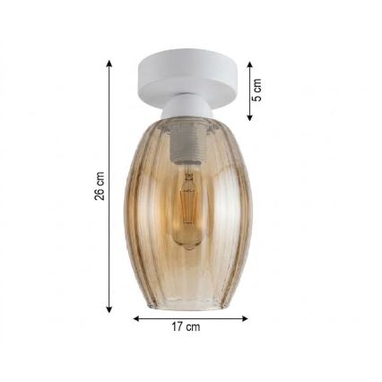 BRILAGI - LED-plafondlamp RETRO GLASS 1xE27/60W/230V Ø 17 cm wit/gerookt beige