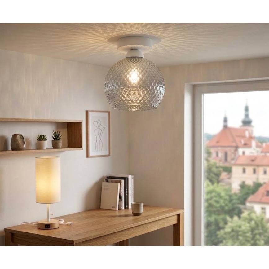 BRILAGI - LED plafondlamp RETRO GLASS 1xE27/60W/230V Ø 18 cm wit/rookgrijs
