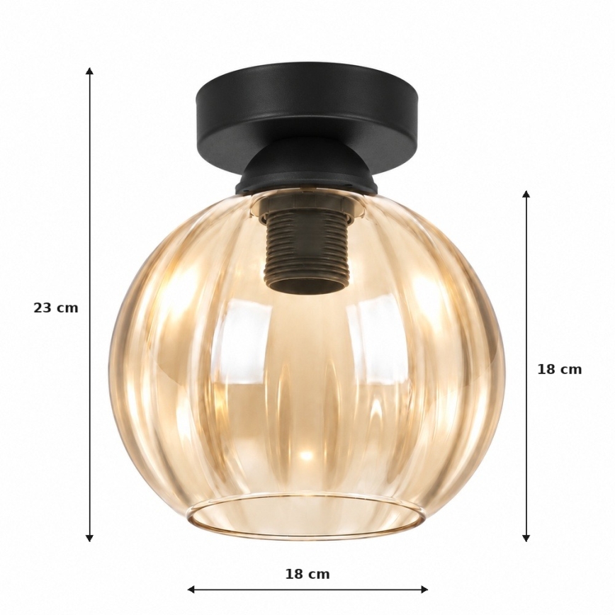 BRILAGI - LED-plafondlamp RETRO GLASS 1xE27/60W/230V Ø 18 cm zwart/rookbeige