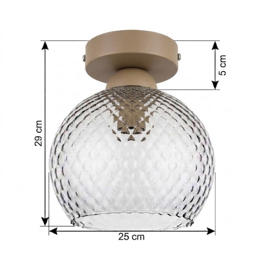 BRILAGI - LED plafondlamp RETRO GLASS 1xE27/60W/230V Ø 25 cm beige/rookgrijs