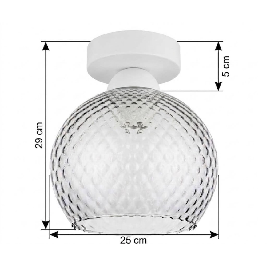 BRILAGI - LED Plafondlamp RETRO GLASS 1xE27/60W/230V Ø 25 cm wit/rookgrijs