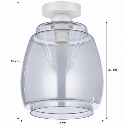 BRILAGI - LED Plafondlamp RETRO GLASS 1xE27/60W/230V Ø 26 cm wit/rookgrijs