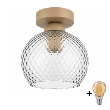 BRILAGI - LED-plafondlamp RETRO GLASS 1xE27/60W/230V Ø 18 cm beige/rookgrijs