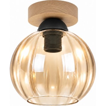 BRILAGI - LED plafondlamp RETRO GLASS 1xE27/60W/230V Ø 18 cm eik/rookbeige
