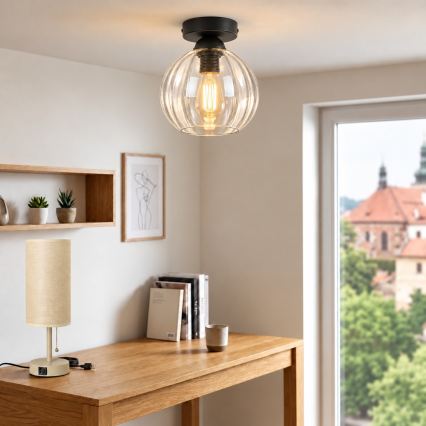 BRILAGI - LED Plafondlamp RETRO GLASS 1xE27/60W/230V Ø 18 cm zwart/helder