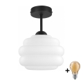 BRILAGI - LED Plafondlamp RETRO GLASS 1xE27/60W/230V Ø 20 cm zwart/wit