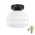 BRILAGI - LED plafondlamp RETRO GLASS 1xE27/60W/230V Ø 20 cm zwart/wit