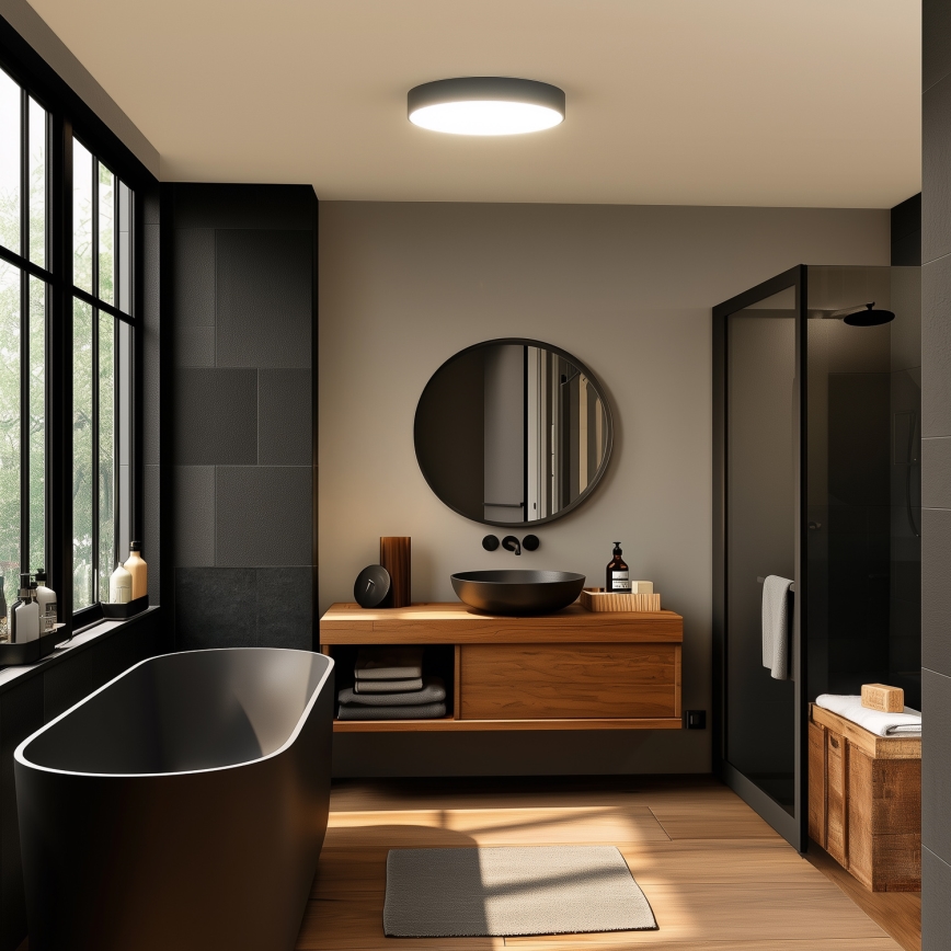 Brilagi - LED plafondlamp voor badkamer POOL LED/36W/230V 3000/4000/5500K Ø 40 cm IP54 zwart