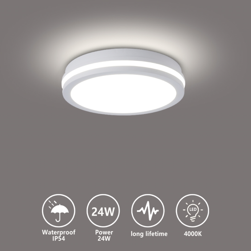 Brilagi - LED plafondlamp voor buiten BENE LED/24W/230V Ø 26 cm wit IP54