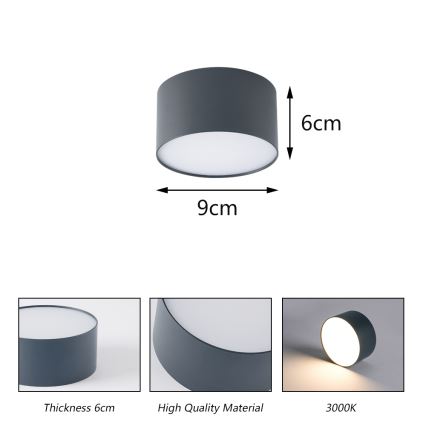BRILAGI - LED buitenplafondlamp FORIS LED/9W/230V Ø 9 cm antraciet IP44