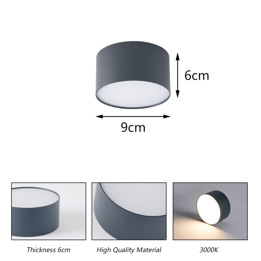 BRILAGI - LED buitenplafondlamp FORIS LED/9W/230V Ø 9 cm antraciet IP44