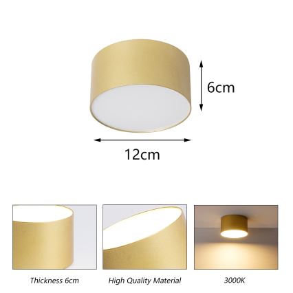 BRILAGI - LED Badkamerplafondlamp FORIS LED/14W/230V pr. 12 cm goudkleurig IP44
