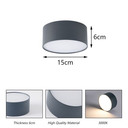 Brilagi - LED-badkamerplafondlamp FORIS LED/20W/230V Ø 15 cm antraciet IP44