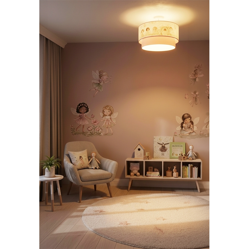 Brilagi - LED-plafondlamp voor kinderen BOBO 1xE27/60W/230V Ø 40 cm roze/feeën