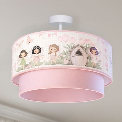 Brilagi - LED-plafondlamp voor kinderen BOBO 1xE27/60W/230V Ø 40 cm roze/feeën