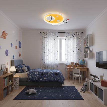 Brilagi -LED Plafondlamp voor kinderkamer STARSHIP LED/64W/230V 3000/4500K geel