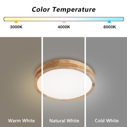 Brilagi - LED plafondlamp WOODLINE LED/24W/230V 3000/4000/6000K eiken Ø 30 cm