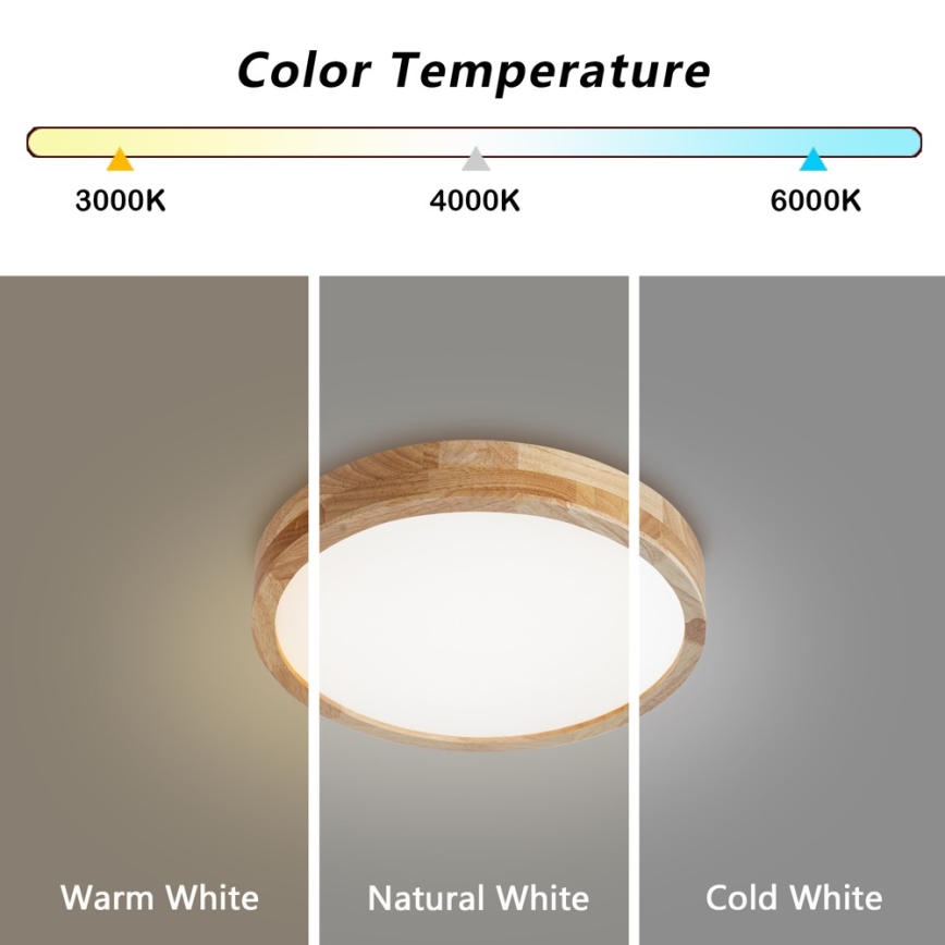 Brilagi - LED plafondlamp WOODLINE LED/24W/230V 3000/4000/6000K eiken Ø 30 cm