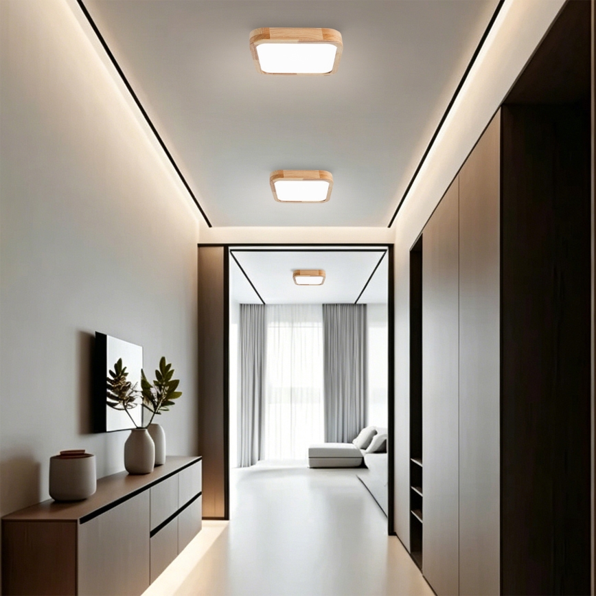 Brilagi - LED plafondlamp WOODLINE SQUARE LED/32W/230V 3000/4000/6000K eik 30x30 cm