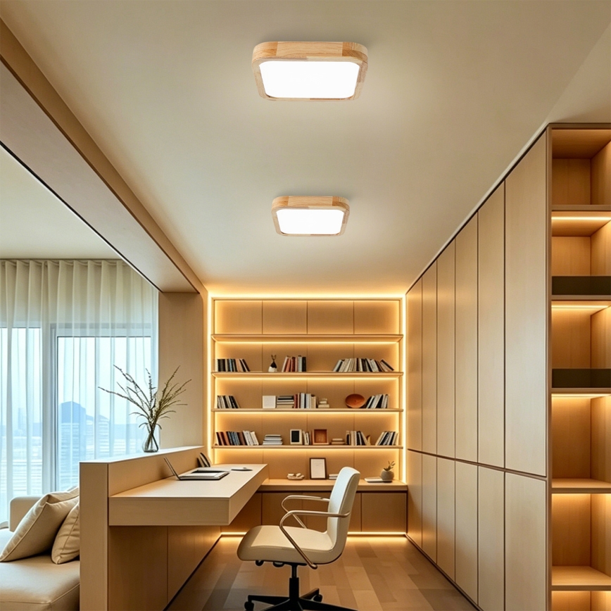 Brilagi - LED plafondlamp WOODLINE SQUARE LED/32W/230V 3000/4000/6000K eik 30x30 cm