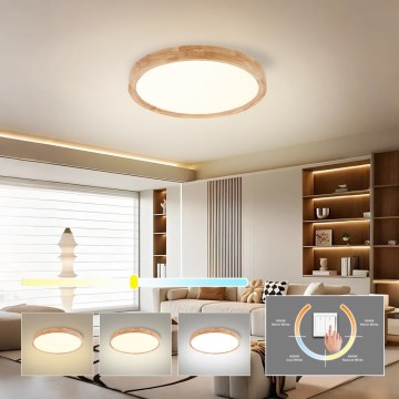 Brilagi - LED-plafondlamp WOODROUND LED/30W/230V 3000/4000/6000K Ø 40 cm hout CRI 90