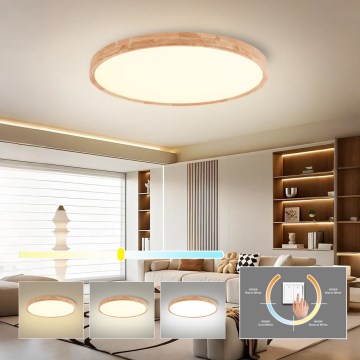 Brilagi - LED plafondlamp WOODROUND LED/70W/230V 3000/4000/6000K Ø 80 cm hout CRI 90