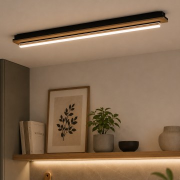 Brilagi - LED plafondlamp WOODY FLAT LED/25W/230V 118 cm eiken/zwart