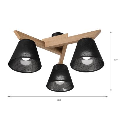 Brilagi - LED  Plafonnier ANTHONY 3xE14/40W/230V chêne/noir