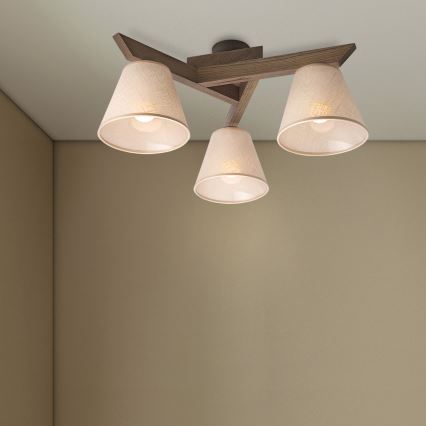 Brilagi - LED  Plafonnier ANTHONY 3xE14/40W/230V chêne noyer/beige