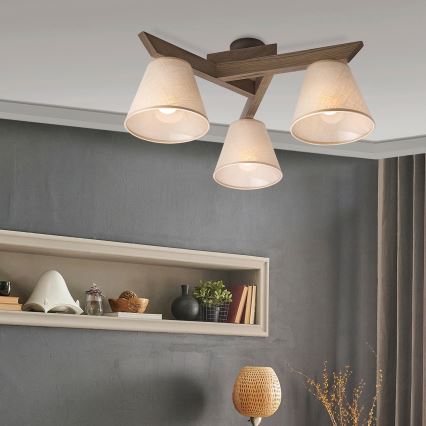 Brilagi - LED  Plafonnier ANTHONY 3xE14/40W/230V chêne noyer/beige