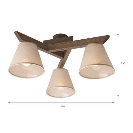 Brilagi - LED  Plafonnier ANTHONY 3xE14/40W/230V chêne noyer/beige
