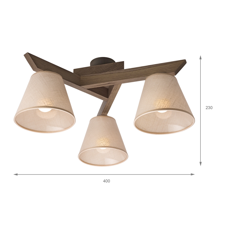 Brilagi - LED  Plafonnier ANTHONY 3xE14/40W/230V chêne noyer/beige