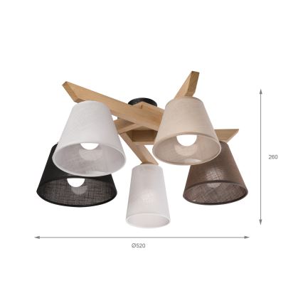 Brilagi - LED  Plafonnier ANTHONY 5xE14/40W/230V chêne