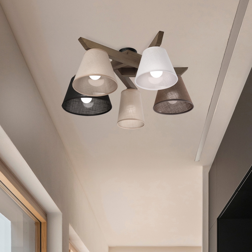 Brilagi - LED  Plafonnier ANTHONY 5xE14/40W/230V chêne noyer
