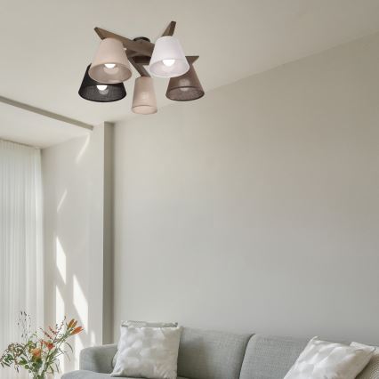 Brilagi - LED  Plafonnier ANTHONY 5xE14/40W/230V chêne noyer