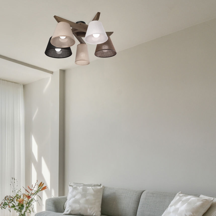 Brilagi - LED  Plafonnier ANTHONY 5xE14/40W/230V chêne noyer