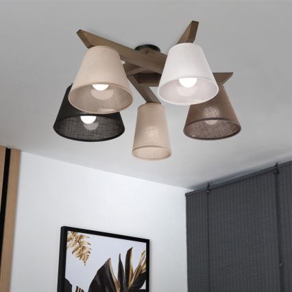 Brilagi - LED  Plafonnier ANTHONY 5xE14/40W/230V chêne noyer