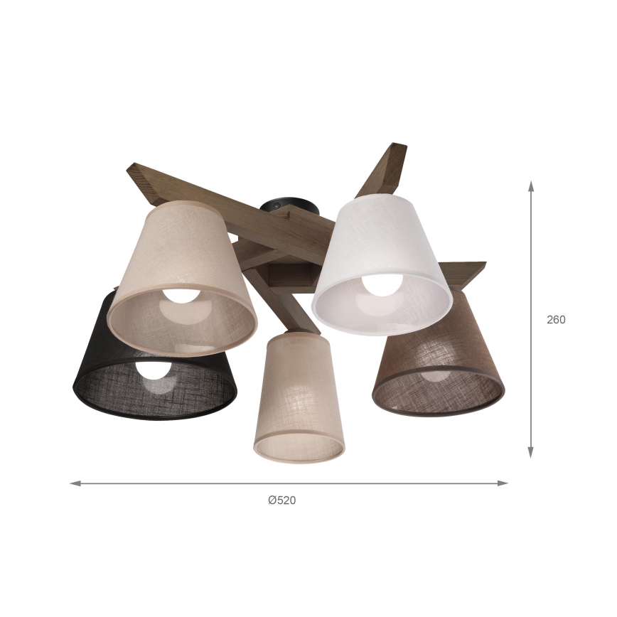 Brilagi - LED  Plafonnier ANTHONY 5xE14/40W/230V chêne noyer