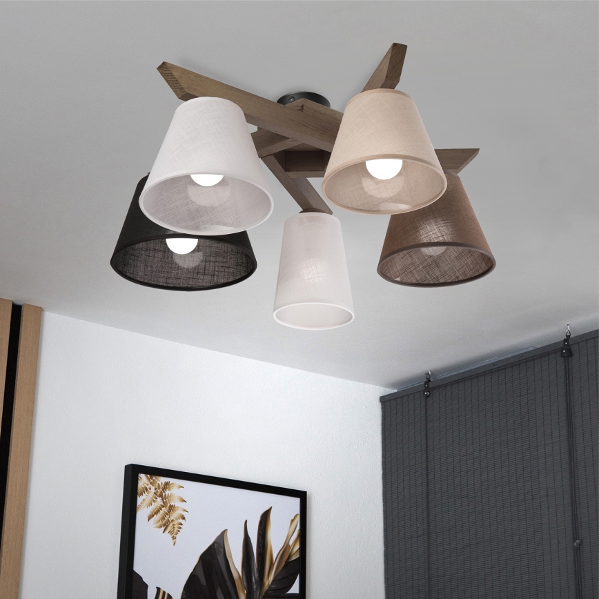 Brilagi - LED  Plafonnier ANTHONY 5xE14/40W/230V chêne noyer